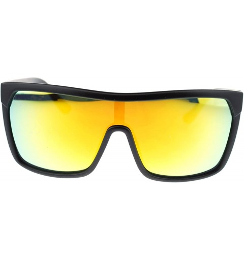 Shield Kush Marijuana Pot Flat Top Shield Mob Mirrored Mirror Lens Sunglasses - Black Orange - CS11OMSCUDN $8.64