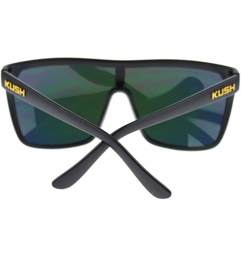 Shield Kush Marijuana Pot Flat Top Shield Mob Mirrored Mirror Lens Sunglasses - Black Orange - CS11OMSCUDN $8.64