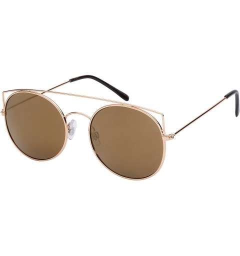 Aviator 2016 Fashion Sunglasses w/Pointed Brow Bar Color Mirror Lens 25104-REV - Gold - C012FNDFB09 $8.77