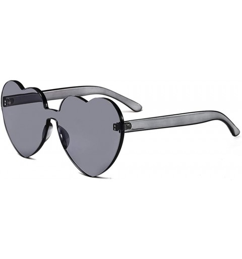 Rimless Heart Sunglasses-Protect Eyes Women Love Rimless Frame Anti-UV Lens Color Sun Glasses Light & Comfortable - Gray - CT...