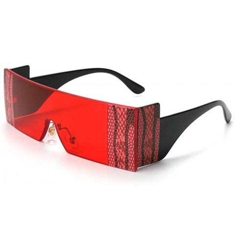 Goggle Fashion Oversized Rimless Sunglasses Designer - Red - C61993X48DA $10.58