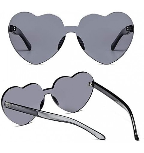 Rimless Heart Sunglasses-Protect Eyes Women Love Rimless Frame Anti-UV Lens Color Sun Glasses Light & Comfortable - Gray - CT...