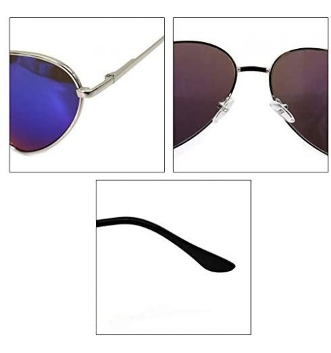 Round Vintage Heart Shape Sunglasses UV400 Color Coated Metal Frame Eyewear - Blue - CR196QR8OQD $11.19