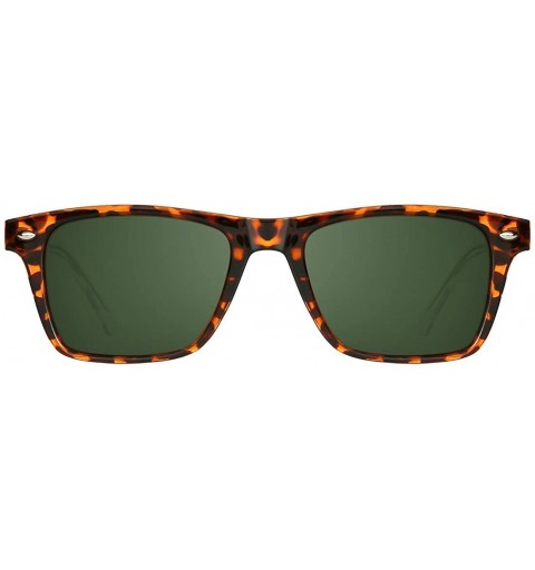 Rectangular Square Polarized Sunglasses Vintage Sun Glasses For Women Men 100% UV Protection - Leopard and Green - C618X6H8SS...