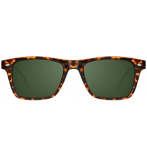 Rectangular Square Polarized Sunglasses Vintage Sun Glasses For Women Men 100% UV Protection - Leopard and Green - C618X6H8SS...