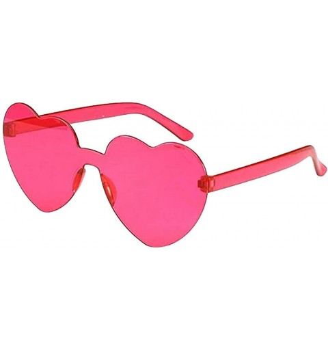 Rimless Heart Shaped Love Rimless Sunglasses One Piece Transparent Candy Color Frameless Glasses Tinted Eyewear Slices - CC19...