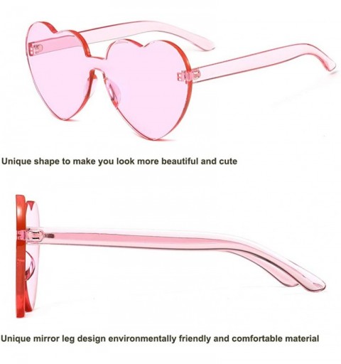 Rimless Heart Sunglasses-Protect Eyes Women Love Rimless Frame Anti-UV Lens Color Sun Glasses Light & Comfortable - Gray - CT...