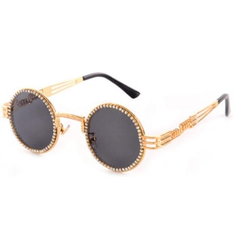 Round Rhinestone Retro Round Diamond Sunglasses Women's Multicolor Lenses - 7 - CP190HDNG4G $34.23