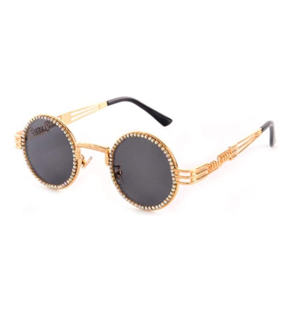 Round Rhinestone Retro Round Diamond Sunglasses Women's Multicolor Lenses - 7 - CP190HDNG4G $34.23