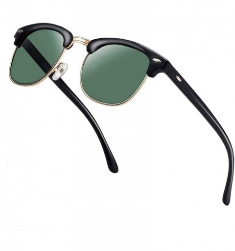 Rimless Semi Rimless Polarized Sunglasses Men Women Classic Half Frame Retro Sun Glasses - Dark Green Lens/Black Frame - CQ18...