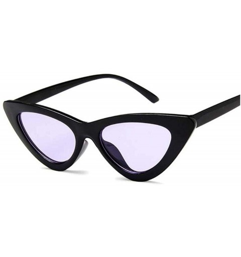 Aviator Cat Eye Women Sunglasses Fashion Luxury Brand Designer Lady Female Mirror Points Sun Glasses - Black Purple - CT198ZK...