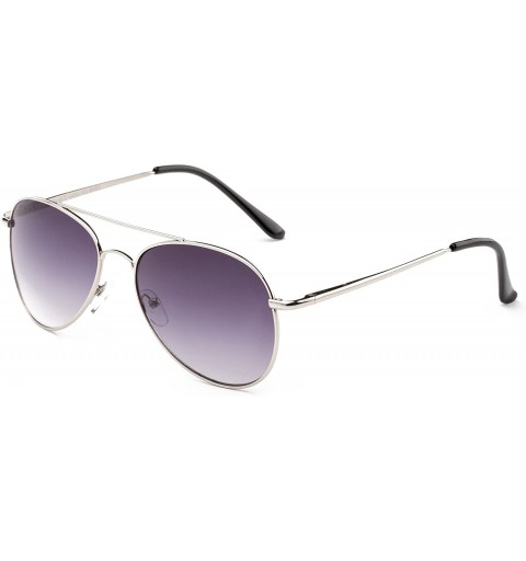 Aviator "Classik" Classic Pilot Style Sunglasses with Gradient Lenses - Silver/Black - CV12MF2ZLIN $18.32