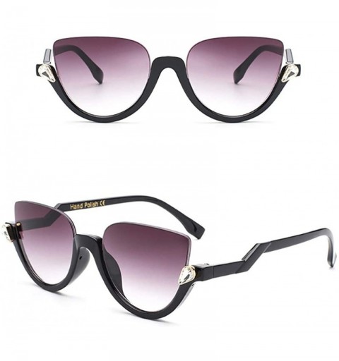 Sport Polarized Half Frame Sunglasses-Retro Classic Cat Eyes Shade Glasses Eyewear - A - C9190O05696 $24.83