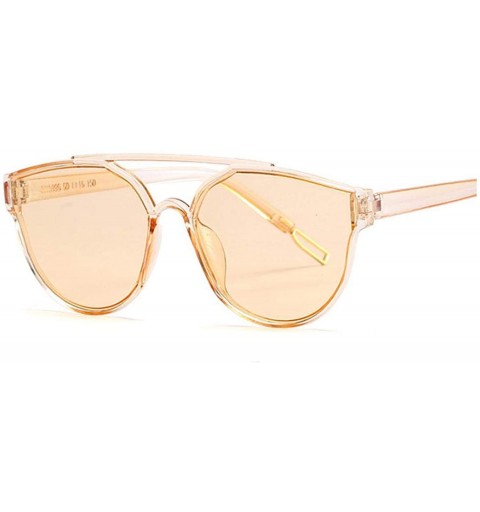 Oversized New Vintage Sliver Cat Eye Sunglasses Women Fashion Er Mirror Cateye Sun Glasses Female Shades UV400 - Brown - CX19...