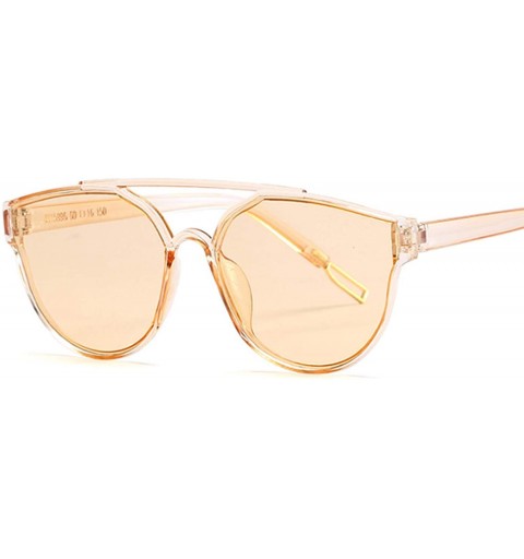 Oversized New Vintage Sliver Cat Eye Sunglasses Women Fashion Er Mirror Cateye Sun Glasses Female Shades UV400 - Brown - CX19...