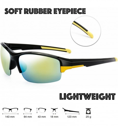 Sport Half Frame Sports Sunglasses for Men Women Baseball Cycling Running - S604-shiny Black - C718EMOTY8R $13.80