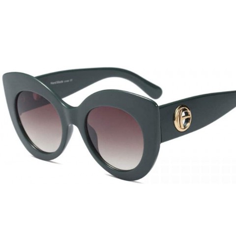Aviator Luxury Big Cat Eye Sunglasses Women 2019 Fashion Shades UV400 C6 Beige Coffee - C3 Green Grey - CF18YR3R2WM $23.32