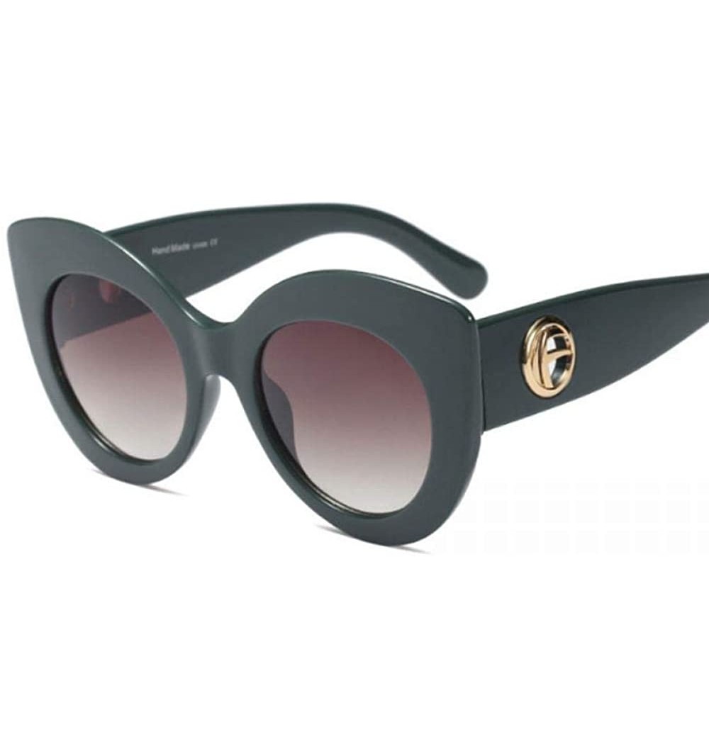 Aviator Luxury Big Cat Eye Sunglasses Women 2019 Fashion Shades UV400 C6 Beige Coffee - C3 Green Grey - CF18YR3R2WM $13.44