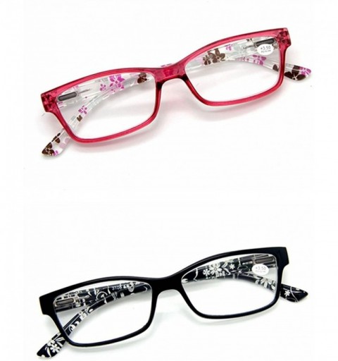 Rectangular Women's Specs Rectangular Small Flowers Prints Spring Hinges Reading Glasses Reader - Black & Red - C11864IIOS8 $...