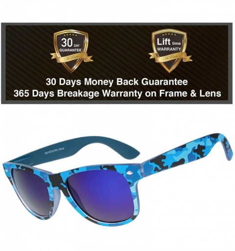 Rectangular Camo Print Mirror Lens Rubber Sunglasses Camouflage for Men Women - Exquisite Packaging - 01 Blue Camo - CF19056M...