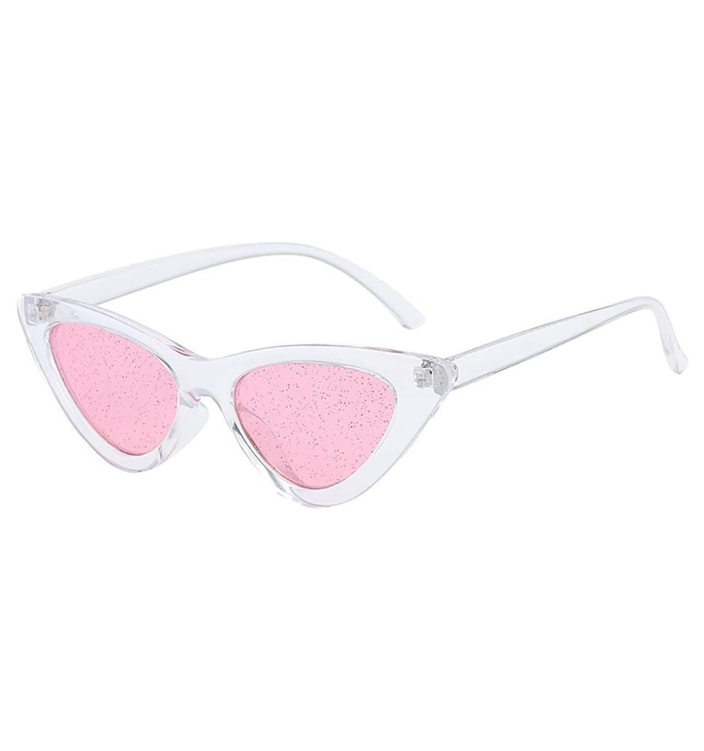 Aviator Vintage Cat Eye Sequins Transparent Sunglasses Retro Eyewear Fashion Luxury Accessory (Multicolor) - Multicolor - C81...
