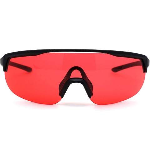 Rectangular Flat Top Warp Shield Sport Robotic Plastic Sunglasses - Matte Black Red - CC19624DU4E $10.41