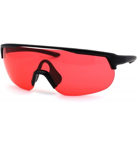 Rectangular Flat Top Warp Shield Sport Robotic Plastic Sunglasses - Matte Black Red - CC19624DU4E $10.41