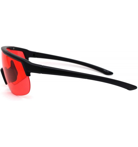 Rectangular Flat Top Warp Shield Sport Robotic Plastic Sunglasses - Matte Black Red - CC19624DU4E $10.41