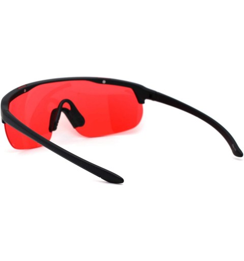 Rectangular Flat Top Warp Shield Sport Robotic Plastic Sunglasses - Matte Black Red - CC19624DU4E $10.41