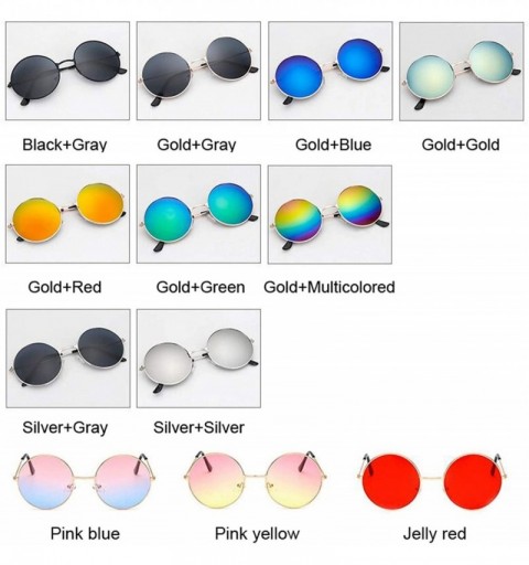 Goggle Women Round Sunglasses Red Yellow Blue Clear Shades MultiColor Gradient Mirror FeDesigner Vintage Sun Glasses - CN199C...