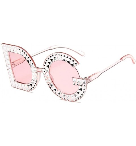 Round Round Sunglasses Women Luxury Brand Crystal Sun Glasses Ladies Red Yellow Pink Glasses - 3 - CQ18R3AYLEO $22.09