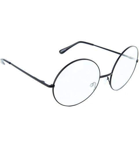 Oversized Oversized Circle Round Glasses Metal Frame Harry Porter Style - 63mm (Black - 63mm) - CV12H1Z205B $10.21