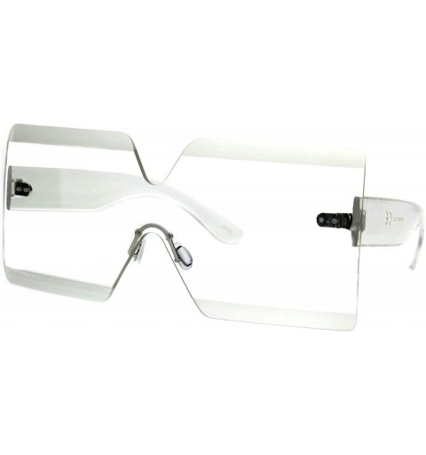 Rectangular Futuristic Squared Rectangular Robotic Clear Lens Eye Glasses - Clear Arm - C31860AOGS4 $14.46
