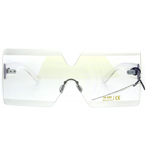 Rectangular Futuristic Squared Rectangular Robotic Clear Lens Eye Glasses - Clear Arm - C31860AOGS4 $14.46