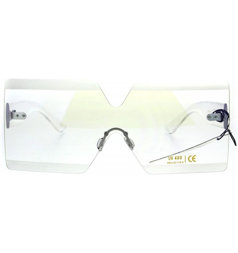 Rectangular Futuristic Squared Rectangular Robotic Clear Lens Eye Glasses - Clear Arm - C31860AOGS4 $14.46