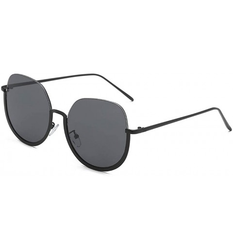 Semi-rimless Personalized Half-Rimmed Cat Eyes Shape Vintage Sunglasses Classic Retro Glasses - Black - CL196SSGH04 $22.45