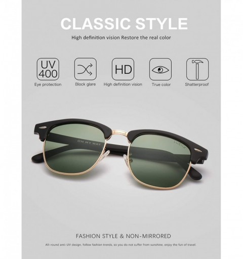 Wayfarer Mens Semi Rimless Sunglasses Polarized Womens UV 400 Protection with Case - Grey Green-(matte Frame) - CC18U7DLTTN $...