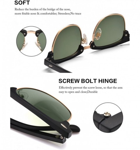 Wayfarer Mens Semi Rimless Sunglasses Polarized Womens UV 400 Protection with Case - Grey Green-(matte Frame) - CC18U7DLTTN $...