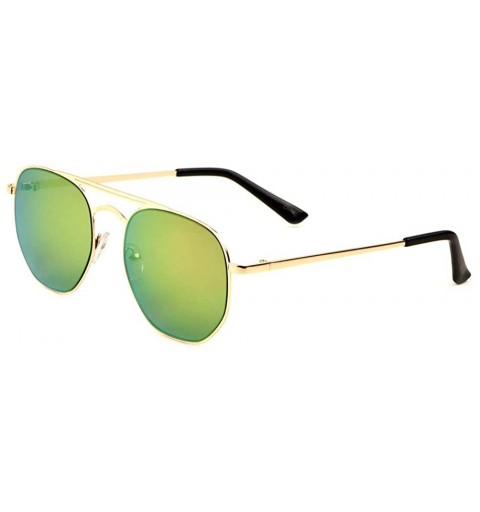 Round Round Geometric Thin Flat Metal Frame Sunglasses - Green - CA197QKC4GY $14.88