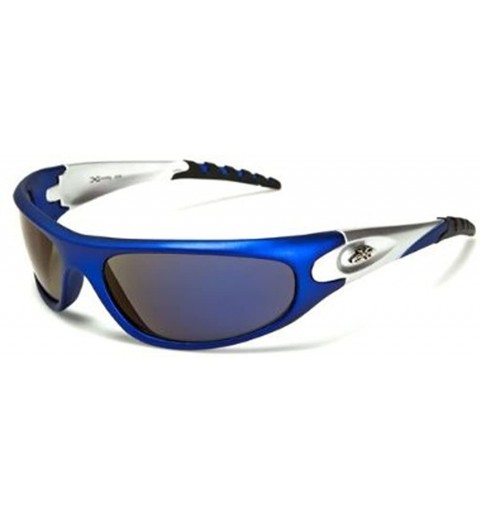 Wrap Mens Wrap Running Triathalon Golf Sports Baseball Sunglasses xl875 - Blue W Silver - CR11CDKYD1J $9.88