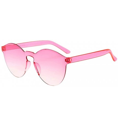 Round Women Men Fashion Clear Retro Polarized Sport Sunglasses Outdoor Frameless Eyewear Glasses - Pink -O - CN18OLEU5HU $8.27