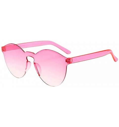 Round Women Men Fashion Clear Retro Polarized Sport Sunglasses Outdoor Frameless Eyewear Glasses - Pink -O - CN18OLEU5HU $8.27