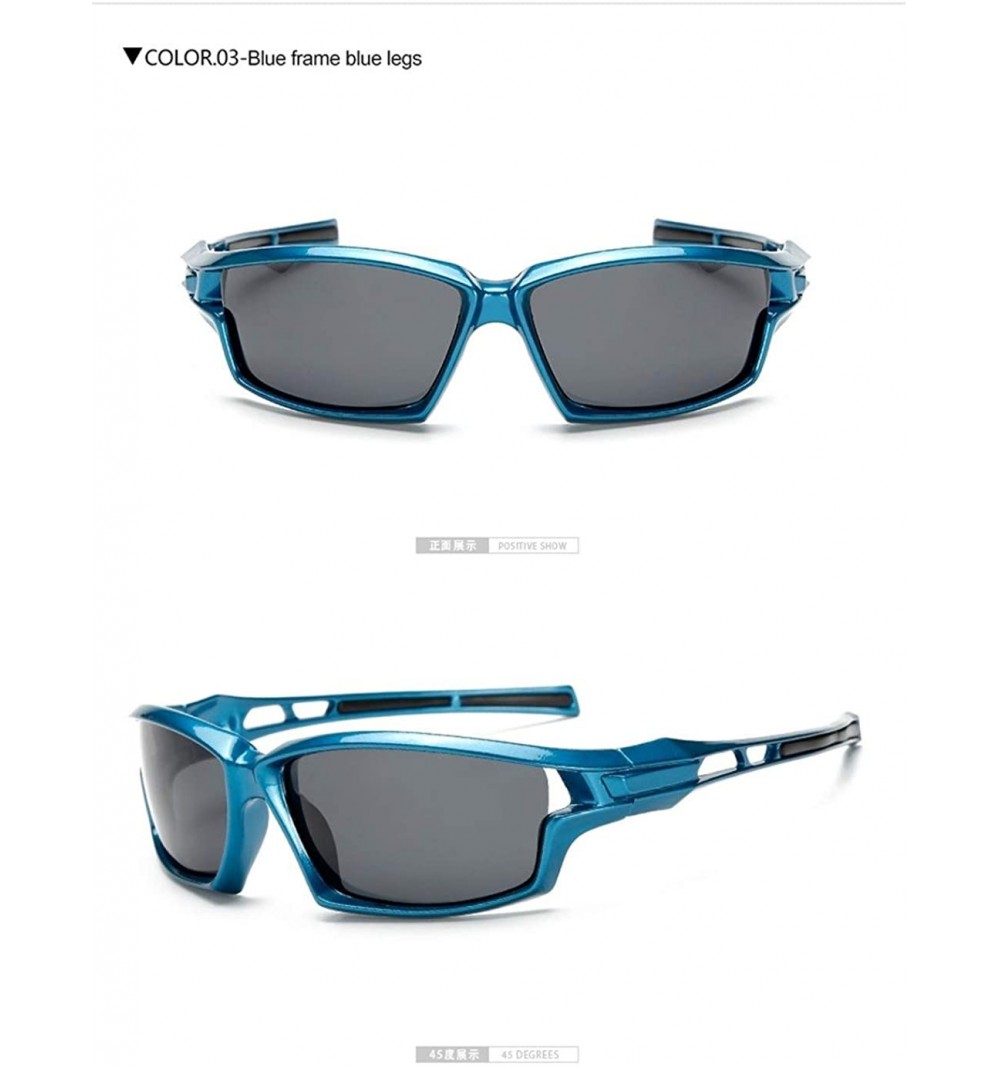 Goggle Men's Sunglasses Polarized Sun Glasses New Night Vision Goggles for Men Women - Blue Blue - CA199L3MRTO $10.55