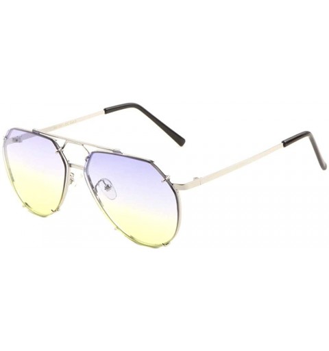 Rimless Oceanic Color Bracket Frame Rimless Geometric Modern Aviator Sunglasses - Blue Yellow - CV190ITM8KZ $13.60