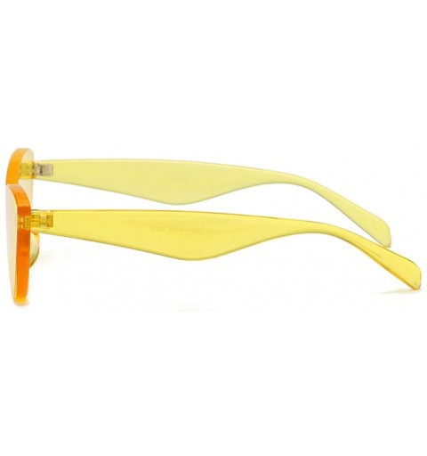 Cat Eye One Piece Lens Sunglasses Women Candy Color Cat Eye Sun Glasses for Ladies Gift - Yellow - C318KMXQ2MN $11.89