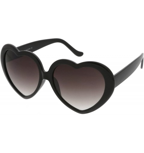 Oversized Women's Oversize Neutral-Colored Lens Heart Shaped Sunglasses 55mm - Black / Lavender - C912NH7I3AN $20.96