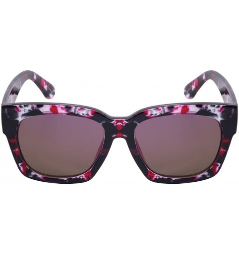 Square Women's Designer Inspired Square Flat Lens Sunglasses C2108MR-FLREV - Demi - CE129Z7B8NX $11.90