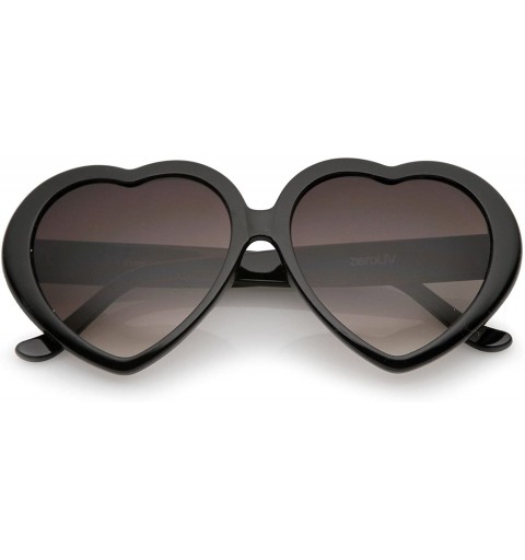 Oversized Women's Oversize Neutral-Colored Lens Heart Shaped Sunglasses 55mm - Black / Lavender - C912NH7I3AN $8.91