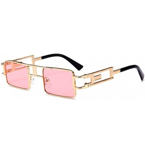 Square Hollow Legs Square Sunglasses for Women and Men Small Size Alloy Frame Sun Glasses UV400 - C9 Gold Pink - CV198GC9R3U ...