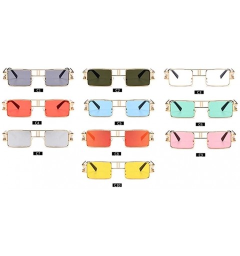 Square Hollow Legs Square Sunglasses for Women and Men Small Size Alloy Frame Sun Glasses UV400 - C9 Gold Pink - CV198GC9R3U ...